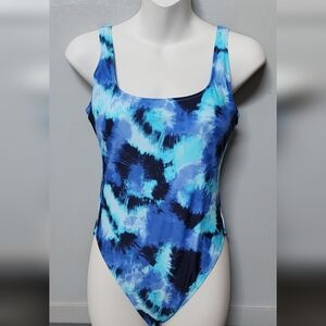 Blue Tie-Dye One Piece Swimsuit